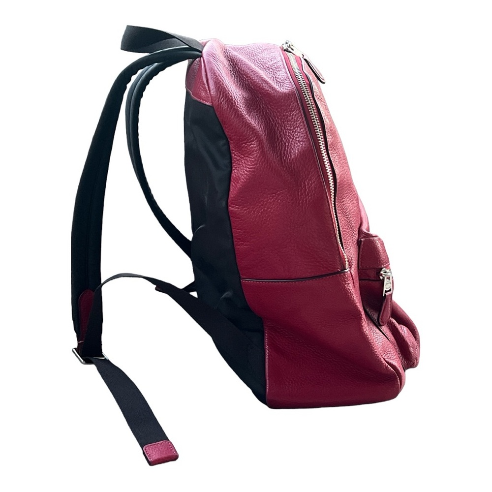 COACH CHARLIE BACKPACK IN PEBBLE LEATHER SILVER/TRUE RED STYLE - Picture 4 of 7